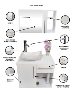 Combo de Gabinete para Baño con Puerta Y Cajón con Lavabo Y Monomando + Botiquin con Espejo - Decomobil