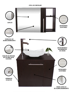 Imagen de Combo de Gabinete para Baño 07 Derecho con Lavamanos Y Monomando + Botiquin con Espejo