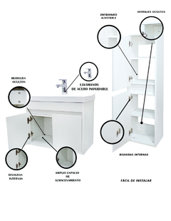 Combo de Gabinete Con Lavamanos y Monomando + Gabinete Organizador Bourdelle - Decomobil