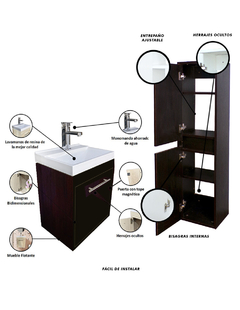 Combo de Gabinete Con Lavamanos y Monomando Flotante + Gabinete Organizador Seine - tienda en línea