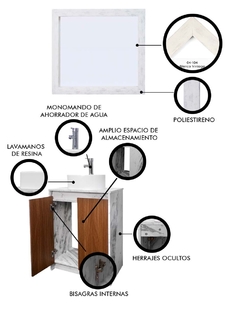 Gabinete De Baño Con Lavabo VARENNA Y Espejo Decorativo Decomobil - Decomobil