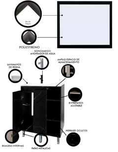 Gabinete Para Baño Con Lavabo FREYA Y Espejo Decorativo Decomobil en internet