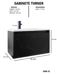 Gabinete De Baño TURNER Con Lavabo y Llave Minimalista