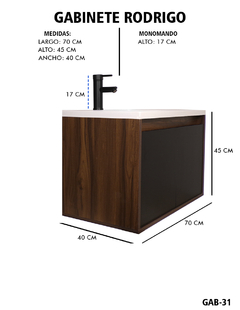 Gabinete De Baño RODRIGO Con Lavabo Y Llave Minimalista. - comprar en línea