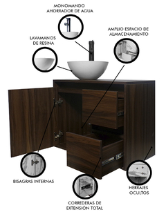 Gabinete Para Baño CALYPSO Con Ovalin Y Llave Minimalista - Decomobil