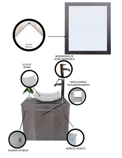 Imagen de Gabinete Para Baño Izquierdo Con Espejo Decorativo VERNIER