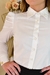 Camisa Branca Feminina em Tricoline com Gola Bordada