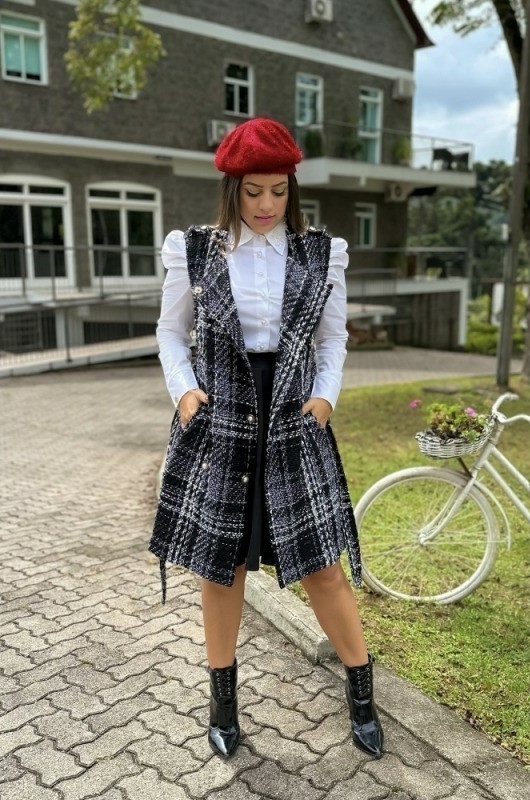Colete com cheap vestido curto