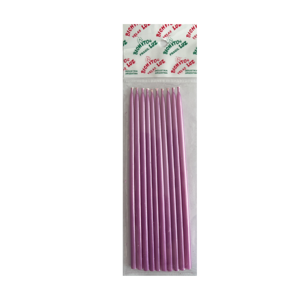 Velas Perladas Largas Lila (x10) - Comprar en Festiva