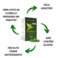 Clorella Orgânica Pura Vida 200 Tabletes com 500mg Cada - Natu Gaio - Loja Especializada em Produtos Naturais e Orgânicos