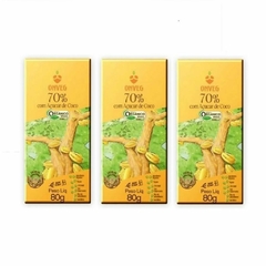 Kit 3 Chocolates 70% Orgânicos Barra Vegano Zero Leite Onveg 240g