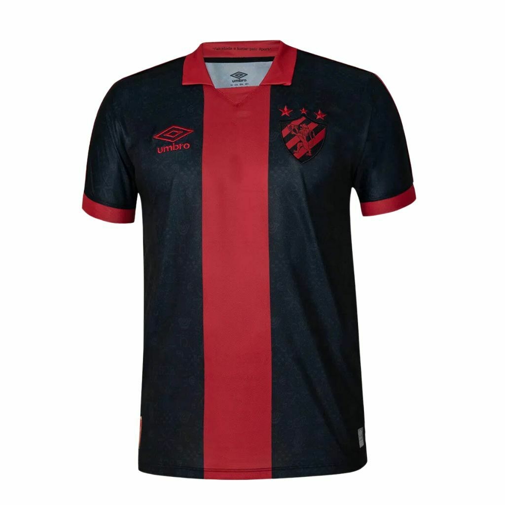 Camisa Sport Recife lll 2023/24 Torcedor Umbro Masculina - Preta e Vermelha