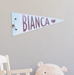 Banderin con nombre en mdf y espejo acrílico Rosa - Dazz Deco