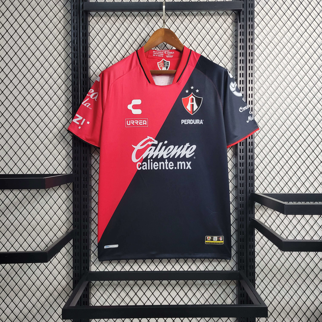 Camisa Atlas FC I 23 24 Preto e Vermelho Charly Masculino Torcedor