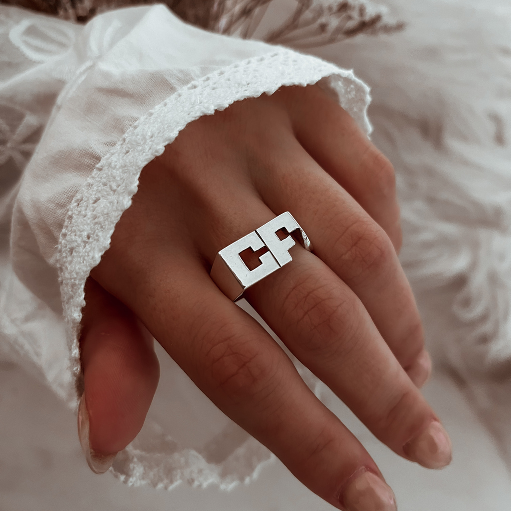 Anillo Doble Inicial Plata Comprar en Luna de Plata