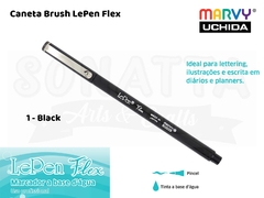 Marcador Artístico Marvy Uchida Ponta Pincel Le Pen Flex 48001 - Black