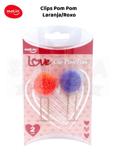 Clips Pom Pom MOLIN Caixa com 2un 23070 - Laranja e Roxo