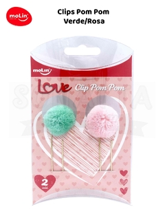 Clips Pom Pom MOLIN Caixa com 2un 23070 - Verde e Rosa