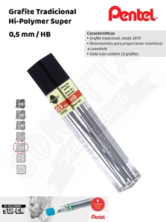 Grafite/Mina PENTEL Hi-Polymer 0,5mm HB – C505HB