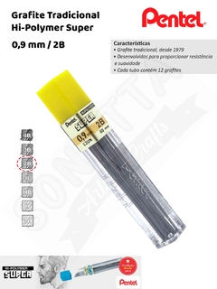 Grafite/Mina PENTEL Hi-Polymer 0,9mm 2B – 502B9