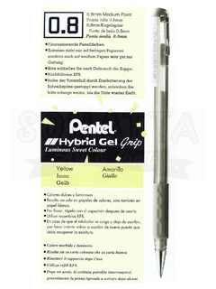 Caneta PENTEL Hybrid Gel Grip Pastel Amarela - K118-LG - comprar online