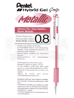 Caneta PENTEL Hybrid Gel Grip Metálica Vermelha Metálica - K118-MB - comprar online