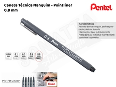 Caneta Técnica Nanquim PENTEL Pointliner 0.8mm – 8ATH
