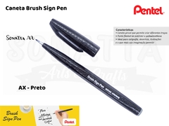 Brush PENTEL Sign Pen Preta - SES15C-AX - comprar online
