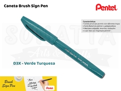 Brush PENTEL Sign Pen Verde Turquesa - SES15C-D3X