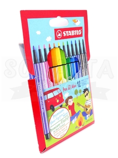 Estojo Canetas STABILO Pen 68 MINI com 12 Cores - 668/12