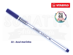 Caneta STABILO Pen 68 Brush Aquarelável - Azul Marinho 22
