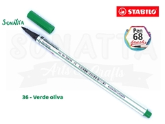Caneta STABILO Pen 68 Brush Aquarelável - Verde Oliva 36 - comprar online