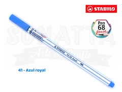 Caneta STABILO Pen 68 Brush Aquarelável - Azul Royal 41