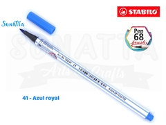 Caneta STABILO Pen 68 Brush Aquarelável - Azul Royal 41 - comprar online