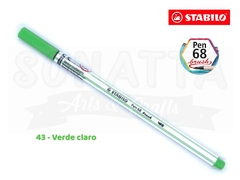 Caneta STABILO Pen 68 Brush Aquarelável - Verde Claro 43