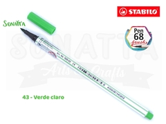 Caneta STABILO Pen 68 Brush Aquarelável - Verde Claro 43 - comprar online