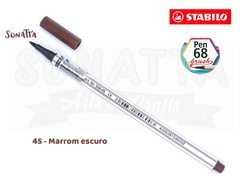 Caneta STABILO Pen 68 Brush Aquarelável - Marrom Escuro 45 - comprar online