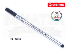 Caneta STABILO Pen 68 Brush Aquarelável - Preto 46