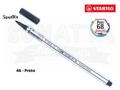 Caneta STABILO Pen 68 Brush Aquarelável - Preto 46 - comprar online