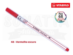 Caneta STABILO Pen 68 Brush Aquarelável - Vermelho Escuro 48