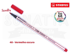 Caneta STABILO Pen 68 Brush Aquarelável - Vermelho Escuro 48 - comprar online