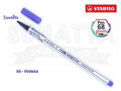 Caneta STABILO Pen 68 Brush Aquarelável - Violeta 55 - comprar online