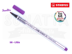Caneta STABILO Pen 68 Brush Aquarelável - Lilás 55 - comprar online