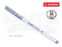 Caneta STABILO Pen 68 Brush Aquarelável - Cinza Frio 95