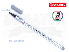 Caneta STABILO Pen 68 Brush Aquarelável - Cinza Frio 95 - comprar online