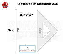 Esquadro TRIDENT Acrílico sem Graduação 45 32cm - 2532 - comprar online