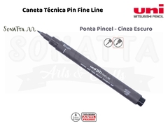 Caneta Técnica Nanquim PIN Brush cor Cinza Escuro UNI - comprar online