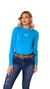 CAMISETA FEMININA NFR UV - AZUL TURQUESA FATOR 60