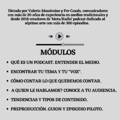 Workshop de PODCAST - Clases vía Meet y materiales adicionales - comprar online