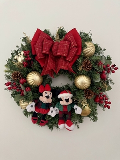 Guirlanda de Natal Mickey e Minnie Natalinos 50cm